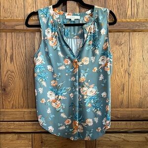 LOFT Cream Sleeveless Blouse with V-Neckline